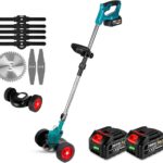 tondeuse à gazon son fille avec 2 batterie et 2 roue